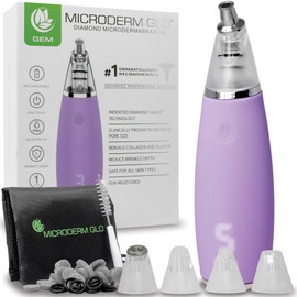 Microderm GLO GEM Diamond Microdermabrasion & Suction Tool Best Pore Vacuum #1 Advanced Collagen Production Facial Treatment for Clear Skin (Purple)