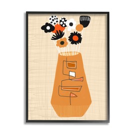 Stupell Industries Boho Orange Flower Vase Framed Giclee Art by Deborah Velasquez
