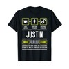 Men's Justin Name First Name Justin Slogan T-Shirt, black