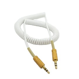 Yaowanguan Coiled Cable for Marshall Woburn/Marshall Woburn II Bluetooth Speaker, White Replacement Audio Cable with Gold-Plated Socket, Extendable to 1.5 m / 4.11 Fts