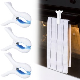 NiHome 3-Pack Spring-Loaded Kitchen Towel Clips, Universal Fit for Most Racks, Durable & Wear-Resistant, Non-Slip Grip Quick Open and Close for Easy Use, Minimalist Style Blends with Any Kitchen Decor