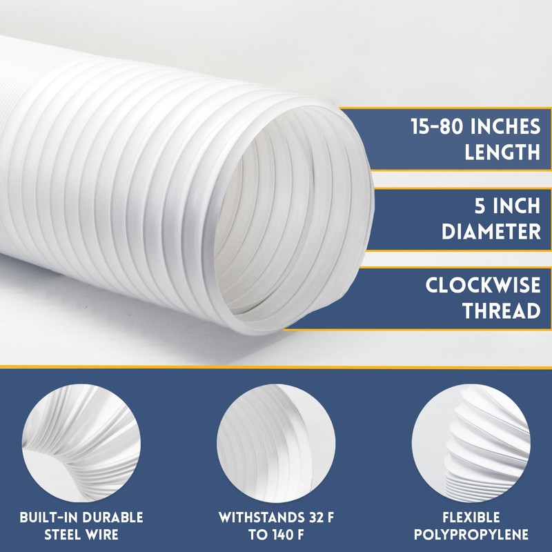 Portable Air Conditioner Hose - AC Hose with 5" Diameter,
