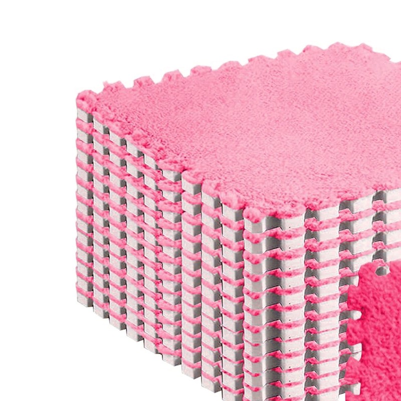 10pcs Plush Puzzle Floor Foam Mat Tiles Fluffy Cuttable Anti