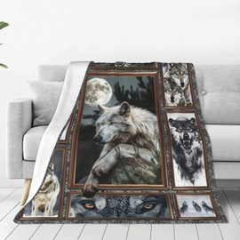 Manta de lobos, de forro polar suave, para decoración de sofá, cama, 40 x 50 pulgadas