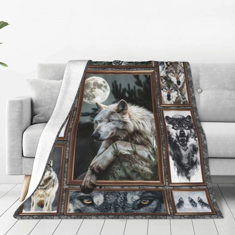 Manta de lobos, de forro polar suave, para decoración de