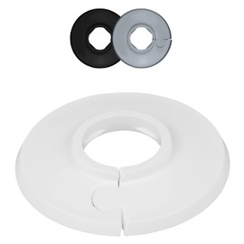 FUX Pack of 2 Single Heating Pipe Rosette 8 mm - 60.3 mm, Heating, Pipe Cover, Cover Rosettes, Trim, Radiator Rosettes, Polypropylene, in Special Colours (14 mm, RAL 9016)