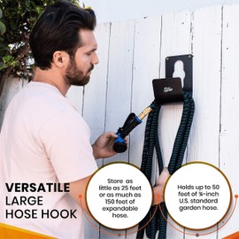 Flexi Hose Hook - Metal Hook for Easy Storage of Water Hoses, Air Hoses, Electrical Cords, Pool Hoses, and More - Sturdy and Rust Proof - Stores up to 150 ft of Hose