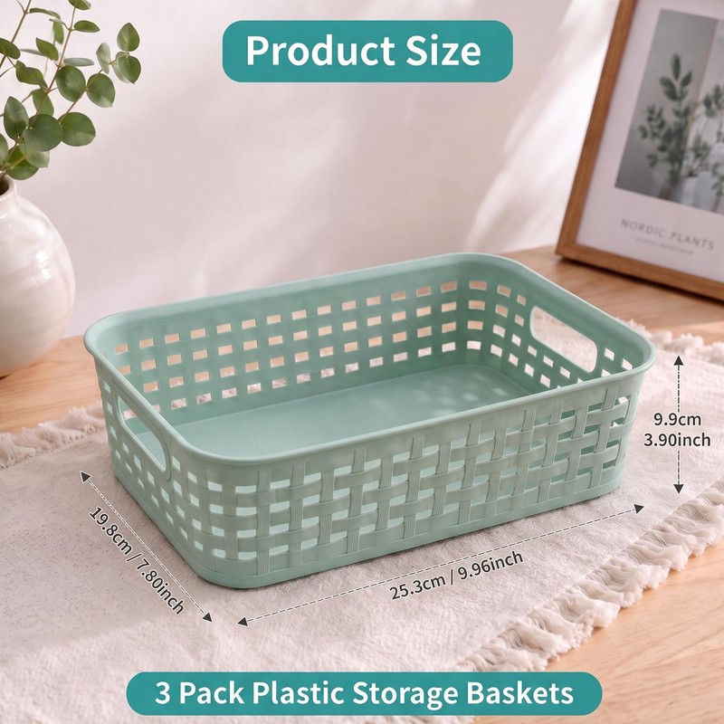 3 Pack Plastic Storage Baskets