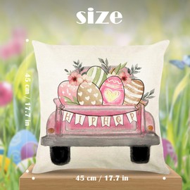 Bigqin 4 Set Throw Pillow Cushion Cover 45 * 45cm, Easter Pillow Case Square Cushion Protector Invisible Zipper for Sofa Bedroom Living Room Home Decoration, White Gray, 18"