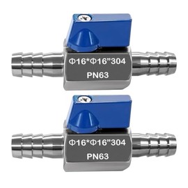 Beduan 2PCS 5/8" Hose ID Barb Ball Valve 304 Stainless Steel Mini Shut Off Valve for Water Gas Fuel Drip Irrigation and Aquariums