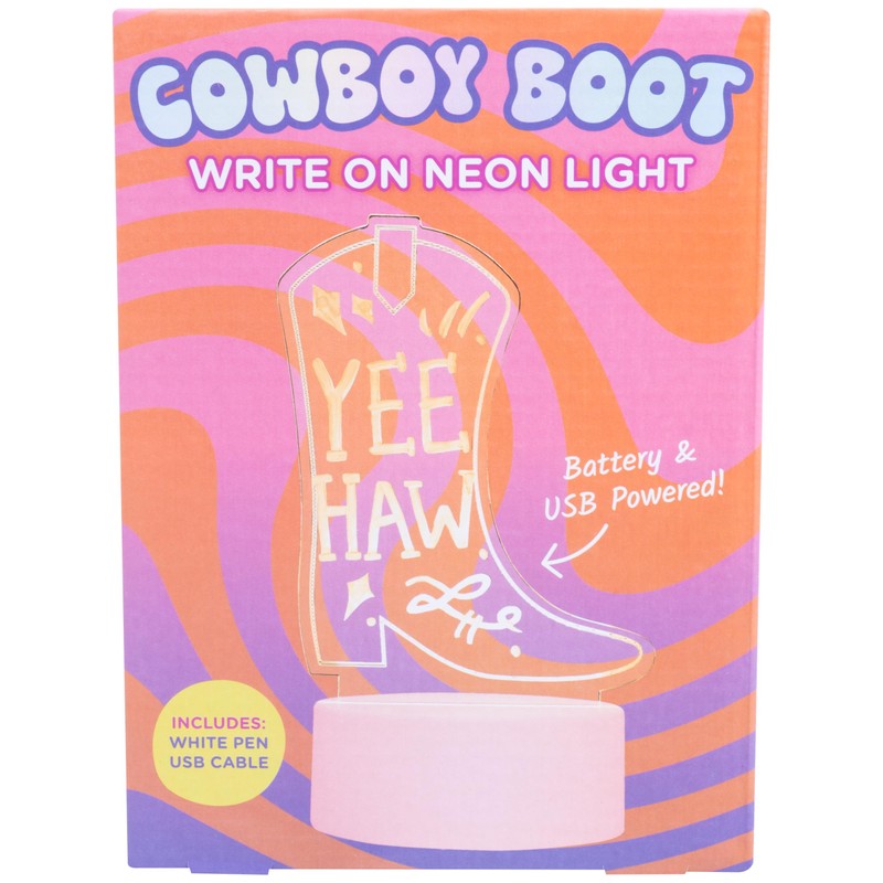 Fizz Creations Cowboy Boot Write On Neon Light. USB-Powered Write