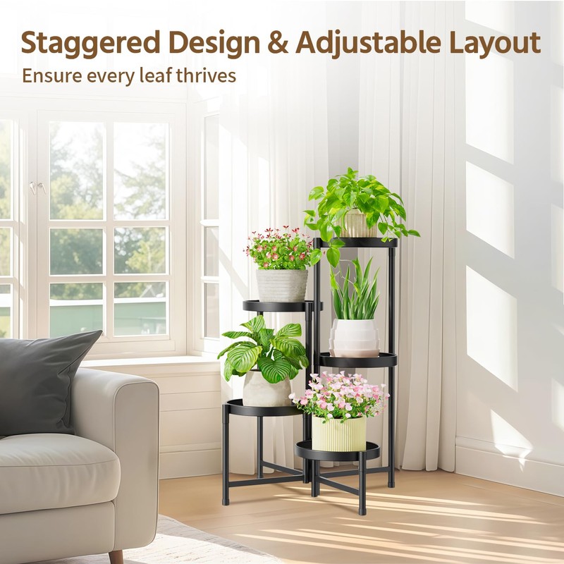 LASZOLA 5 Tier Large Plant Stand Indoor Tall with 10