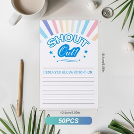 50pcs Shout Out Cards, Funny Encouragement Cards for Employees Teachers Staff Coworkers Kudos Appreciation And Recognition Reward Gifts Simple Design for Home Office School Team Building