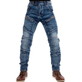 Motorcycle Riding Pants for Men Comfort Flex Waist & Dual Button Stretch Denim Casual Fit Motorbike Denim Jeans (US, Waist, 30, Regular, Blue)