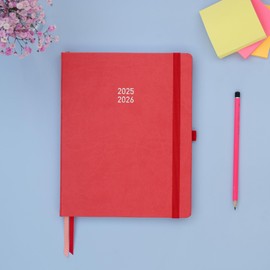 BLOX Academic Planner 2025-26 (Tomato) - large Academic desk 2025-26 diary - Jul 2025 to Jul 2026 - Week-To-View with 4 column GRID layout - organise and plan your busy life