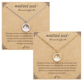 Tedux 2 Pcs Silver & Gold Mustard Seed Necklace, Mustard Seed Necklace for Women Religious Faith Gift