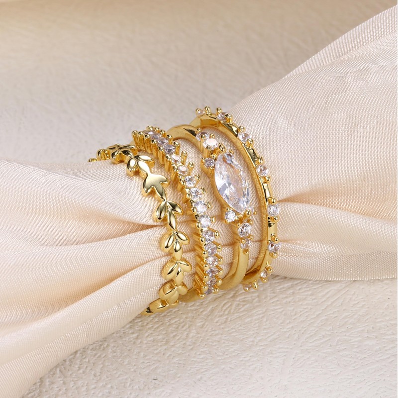 PATISORNA 14K Gold Rings for Women Set Dainty Trendy Gold