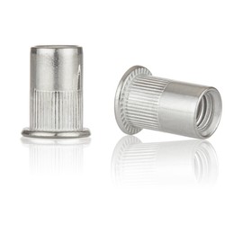 Rivet Nut Installation Tool Set Flat Head Rivnut Threaded Insert Nut Kit SAE & Metric for Metal Heavy Duty Zinc Plated Nutsert (1/4-20(Rivet Nut-60pcs, Stainless))