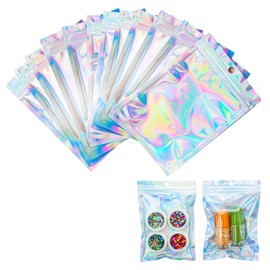 25pcs Mylar Zip Lock Bag,10.5x15cm Grip Foil Ziplock Bags Resealable Smell Proof Bags Flat Foil Pouch Metallic Bags,Sealable Foil Sample Pouch Gift Baggies for Candy Snack Jewelry Lash Lip Gloss