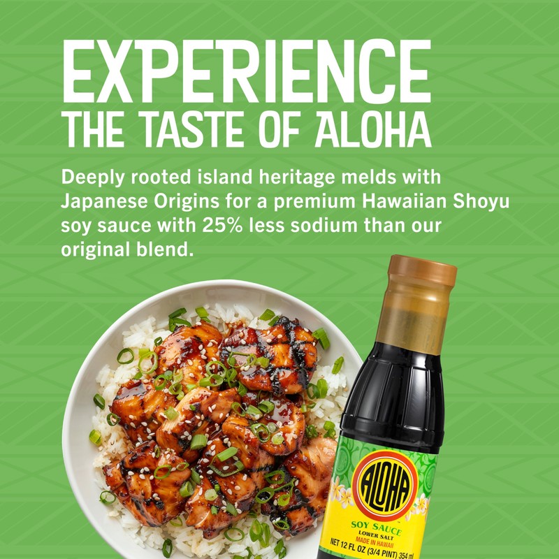 Aloha Soy Sauce, Lower Salt, 12 Ounce