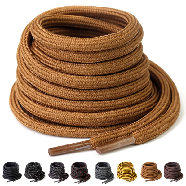 PTERYBIRD 2 Pairs Heavy Duty Boot Laces,Durable Round Replacement Shoelaces