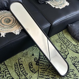 Mnanatee Long Narrow Decorative Wall Mirror, Skinny Oval Mirror for Entryway Living Room Bath Decor,Metal Frame with Beaded Decor Mirrors,7.9X 44