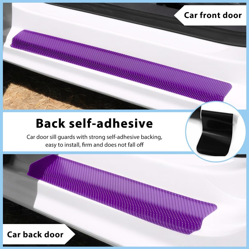 NYTKL 4 PCS Car Door Sill Protector, Carbon Fiber Auto