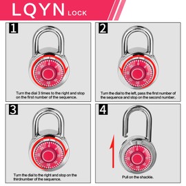 Combination Lock, LQYN Standard Dial Combination Lock, Pack of 12; Red Turnplate, 2 in. Wide, Fixed Three Digital Combination, for School, Gym & Locker, Toolbox, Gate