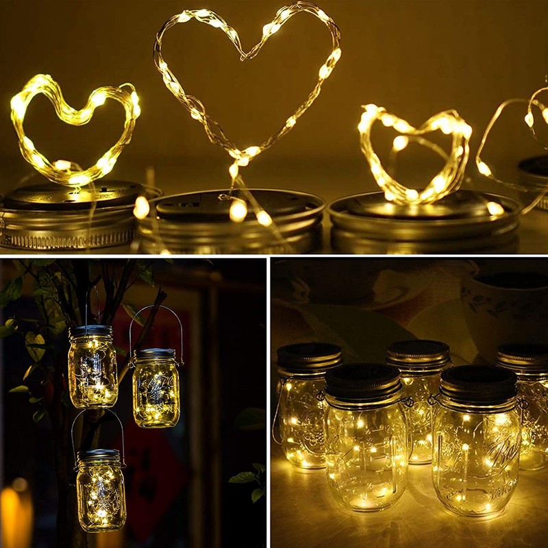 yeuago 12 Pack Solar Mason Jar Lid Lights - 30