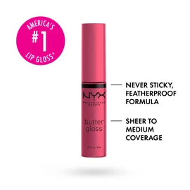 NYX PROFESSIONAL MAKEUP Butter Gloss - Brillo de labios antiadherente, tarta de queso de fresa (rosa cálido)