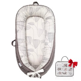 Meindoovm Organic Cotton Baby Lounger – Reversible, Portable, Soft & Breathable with Washable Cover | Perfect for Awake-Time Use Only - Little Leaves