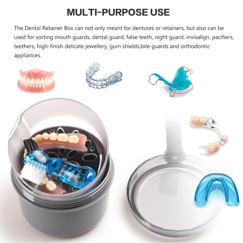 Mckkor Leak Proof Travel Denture Bath Case for Full Dentures,