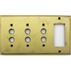 Classic Accents Antique Brass 4 Gang Wall Plate - 3 Push Button Light Switch Opening 1 GFI/Rocker Opening