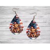 Twisted R Design Earrings, 4th of July Highland Cow Wood