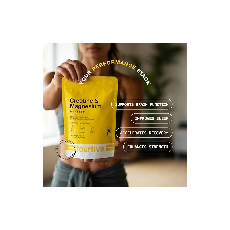 fourfive Creatine & Magnesium Powder (Creatine Monohydrate) Easy Dissolve &
