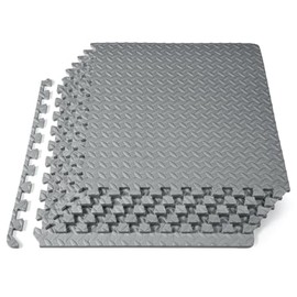 ProSource Tapete de ejercicio estilo Rompecabezas con fichas enlazables de espuma EVA de alta calidad, cubre 7.3 m², gris