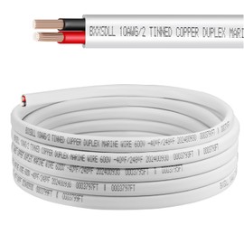 10 Gauge Duplex Marine Wire 10/2 Tinned Copper Electrical Cable Waterproof OFC Oxygen Free Copper Wire for Boat, RV, Camper, Trailer, Solar Outdoors (10 AWG, 20FT)