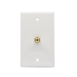 BOPLAT 1 Port RCA Wall Plate Female to Female - Single Gang Kyestone Wall Plate with RCA Connector for Subwoofer Audio Port White
