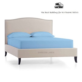 Microfiber RV Sheet Sets, 72x75 Short King, Light Blue Solid, Bed Sheets for Campers, RV's & Travel Trailers Easy Fit Mattress up to 10 Inch Deep Pockets - Fitted RV Sheets