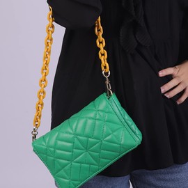 Chargances Resin Handbag Chain Strap 60cm Length Purse Chain Strap Bag Accessories Cross-Body Bag Chain Strap with Mental Clasp for Women and Girls (Yellow-60m)