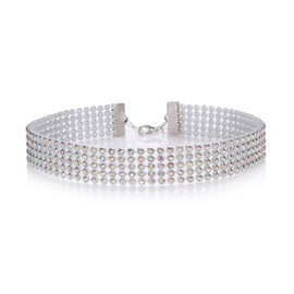 Wendalern Rhinestone Choker Necklaces Colour Crystal CZ Necklaces Sparkling Diamond Choker Necklaces Wide Crystal Collar Necklaces Jewellery for Women and Girls