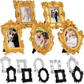 Maitys 15 Pcs Mini Picture Frames Vintage Tiny Frames Antique Photo Frame Baroque Ornate Resin Oval Frame Table Top Display Frame Home Wedding Decor (Multicolor)
