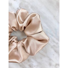 Waterlily Scrunchie 100% Mulberry Silk 22momme Hair Ties Scrunchies for Women Girls Soft Natural Large (Champagne)