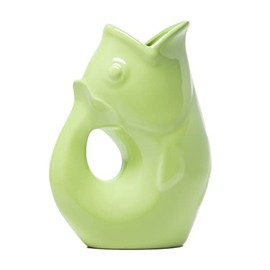 Gurgle Pot Fish Pitcher- | Large Flower Vase or Beverage Pitcher | Green Serving Ware for Parties | Indoor and Outdoor Serveware | Coffee and Dining Room Tables Centerpieces