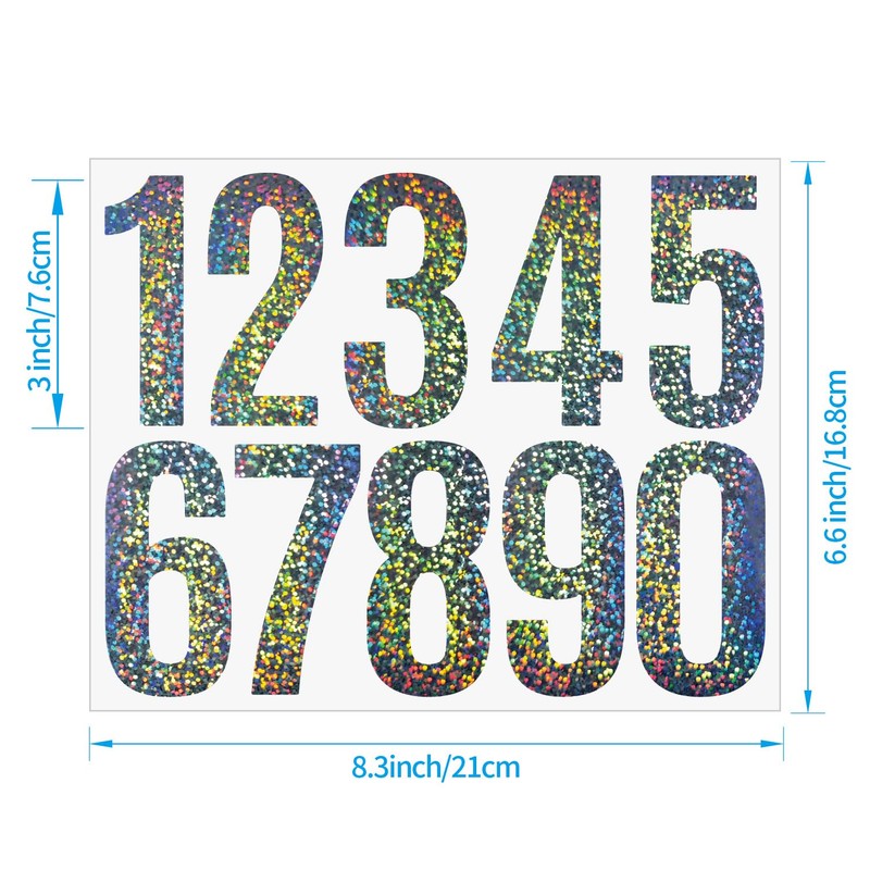 3 inch Reflective Mailbox Numbers for Outside, 6 Sheets 0-9