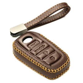 Vitodeco Genuine Leather Smart Key Fob Case Compatible with Toyota Tacoma, Toyota Tundra 2022-2025 (4-Button, Brown)