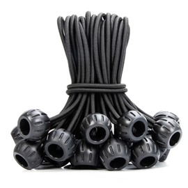 Abma Cord Bungee Cord with Ball, Ball Stop Rubber Band, Diameter 0.2 inch (4 mm), Total Length 7.9 inches (20 cm), Pack of 20, Shock Cord, Elastic Rope, For Tent Camping Tarp, Light Tiger, Bed Seat