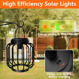 Solar Lights Outdoor Garden,Bawoo 2 Pack Metal Solar Lanterns Outdoor with Hook,Hanging Solar Garden Lights with Auto On Off IP65 Waterproof Garden Ornaments for Yard Pathway Patio(Warmwhite)