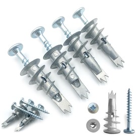 FJCTER 60PCS #8 Self-Drilling Drywall Anchors and Screws Kit, Heavy Duty Wall Anchors for Drywall, 30pcs 1/2 * 1-1/4” Anchors & 30pcs #8 * 1-3/8” Screws, Drywall Anchor Kit, 75LB Hanging and Mounting