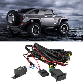 Car Fog Light Wiring Harness, Duokon Fog Light Switch Cable Set, 12 V Universal Car LED Fog Light On/Off Switch Wiring Harness Fuse Relay Set